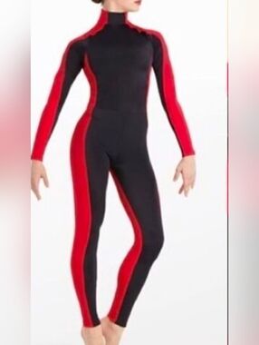 Weissman 64830 Black and Red Full-Length Unitard